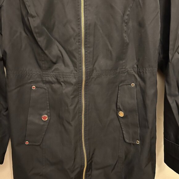 Michael Kors Women's Anorak Black Jacket Raincoat Full Zip Black Size Small - Picture 4 of 16